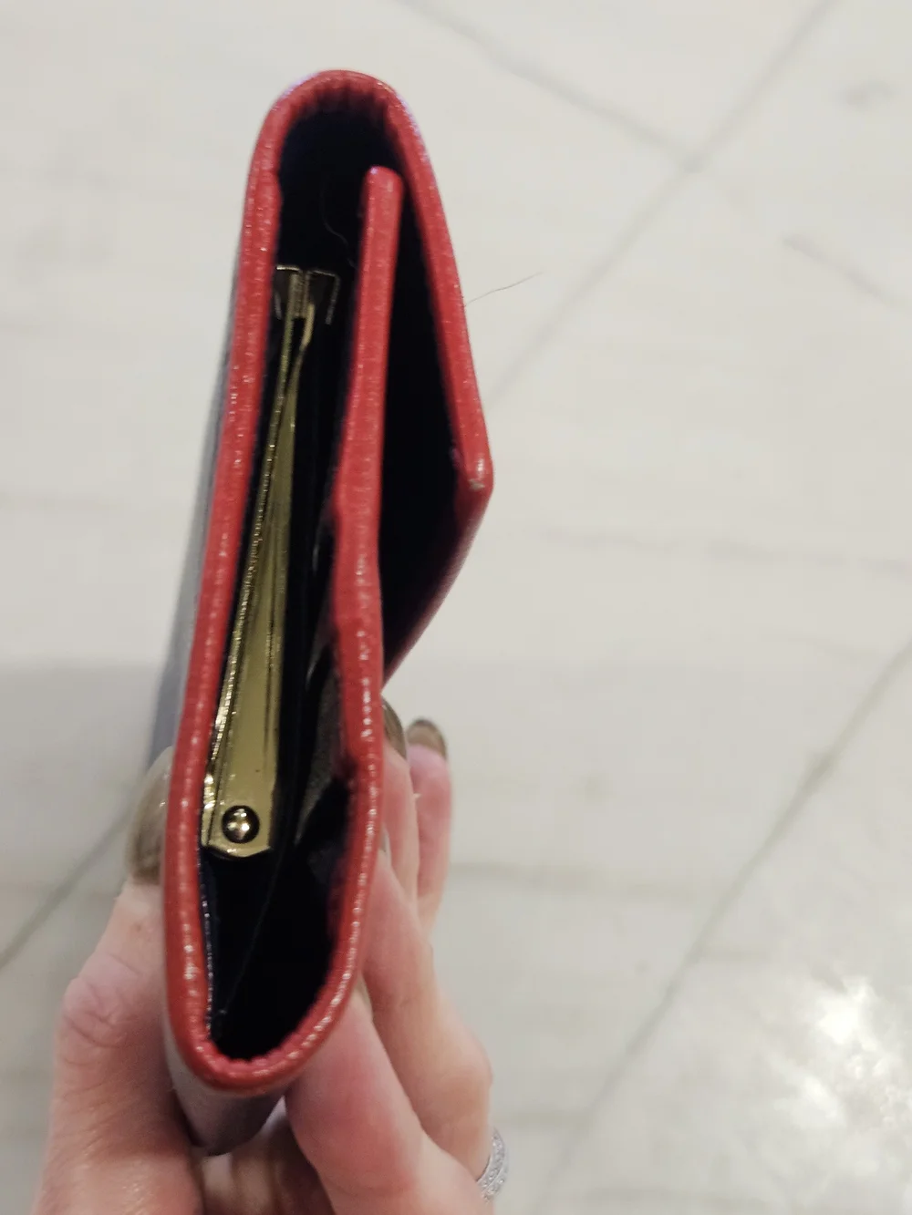 Vintage 1970s St. Thomas Genuine Leather Flap Wallet | Dark Navy & Red Piping